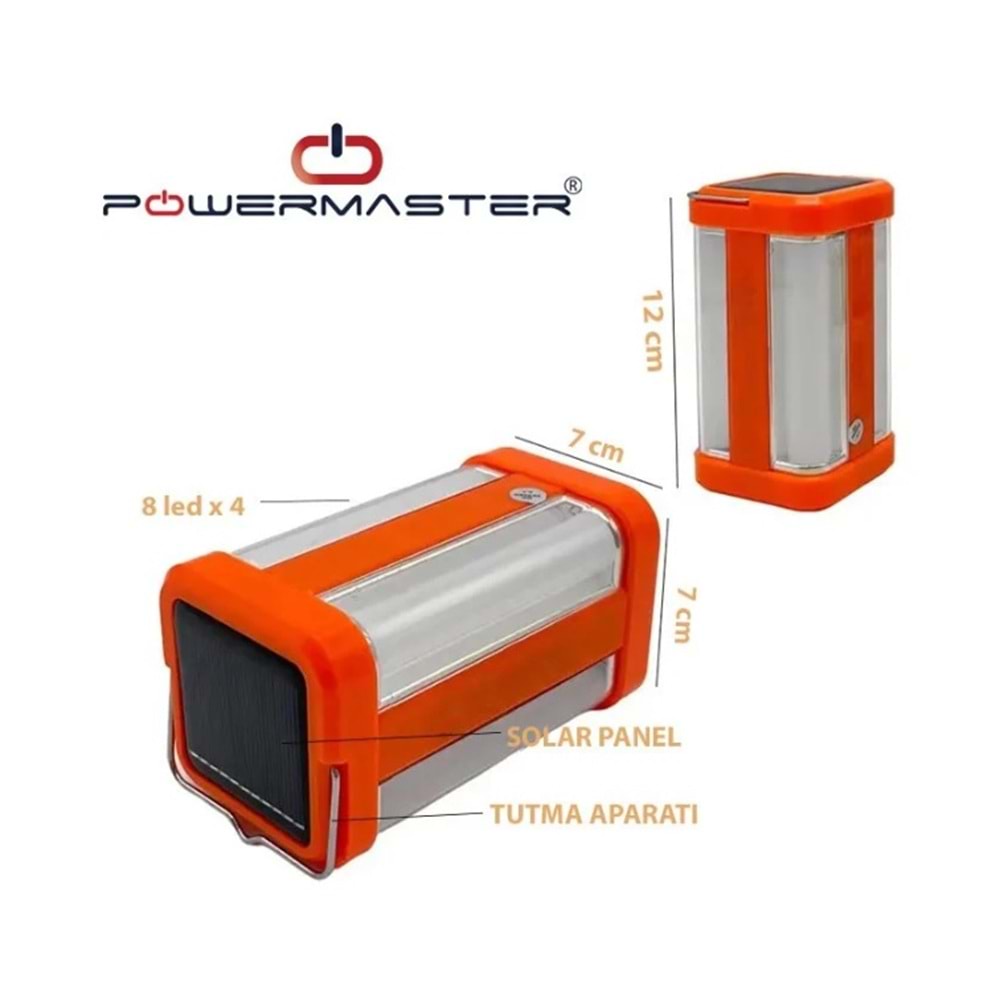 POWERMASTER HG-35 32 SMD LEDLİ SOLARLI+ŞARJLI IŞILDAK